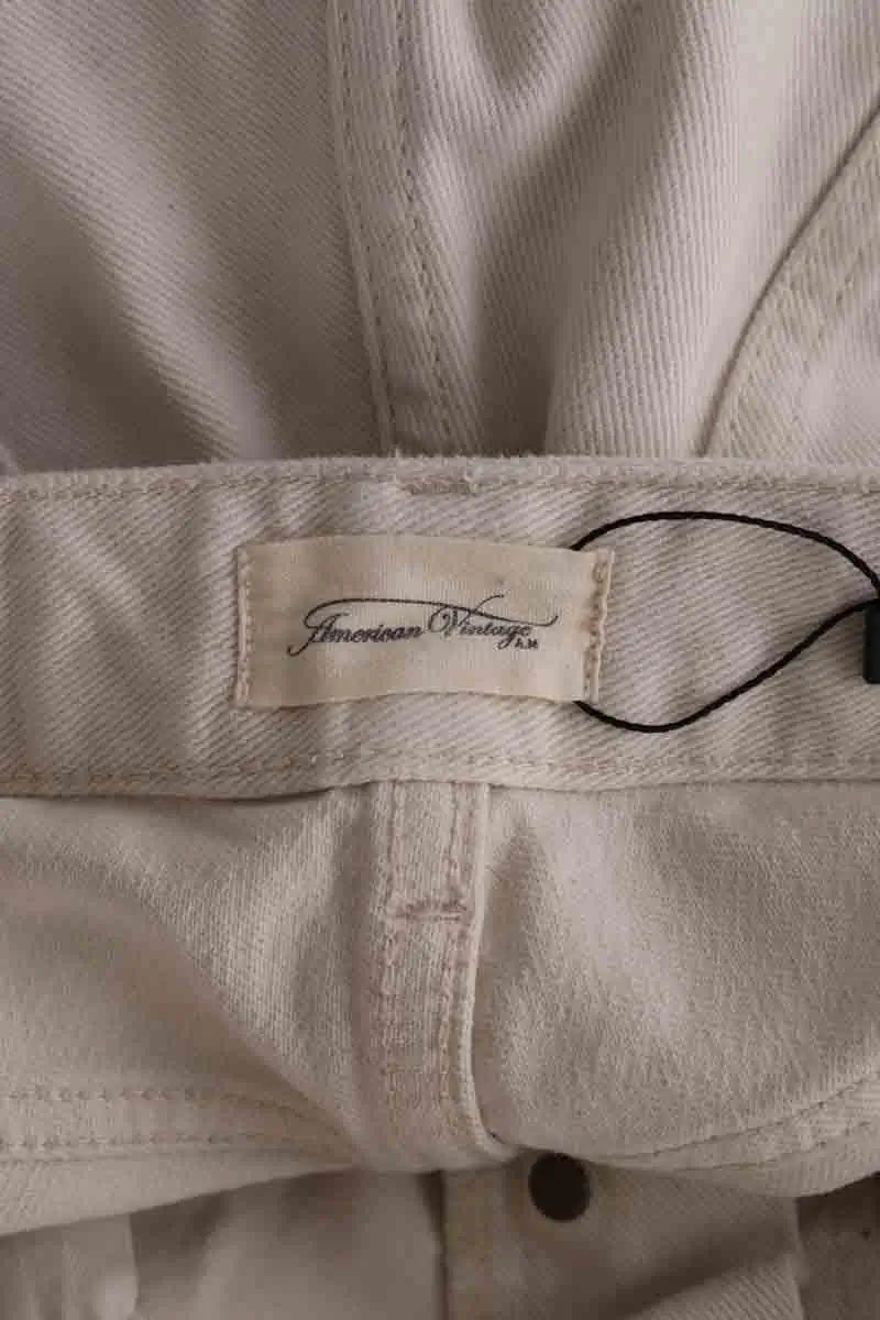 Pantalon droit American Vintage Ecru en Coton