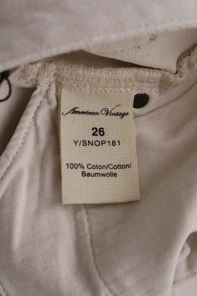 Pantalon droit American Vintage Ecru en Coton