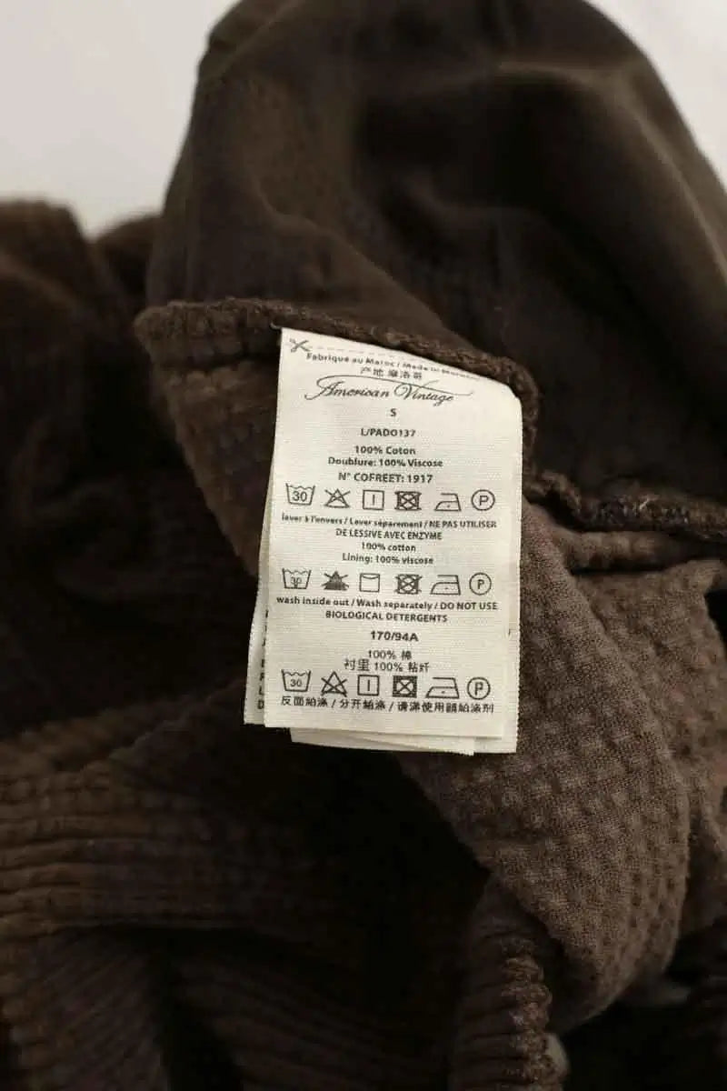 Pantalon droit American Vintage Kaki en Coton