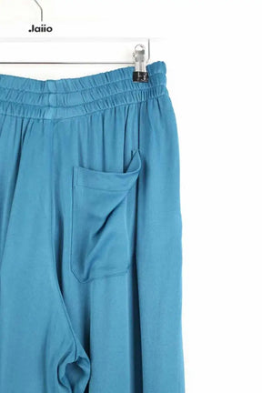 Pantalon droit American Vintage Neptune Bleu en Viscose