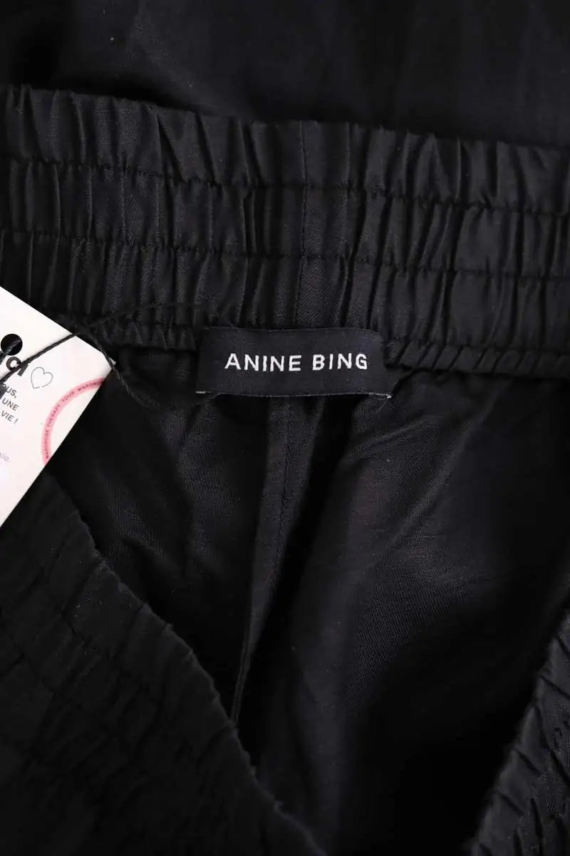 Pantalon droit Anine Bing Noir en Synthétique