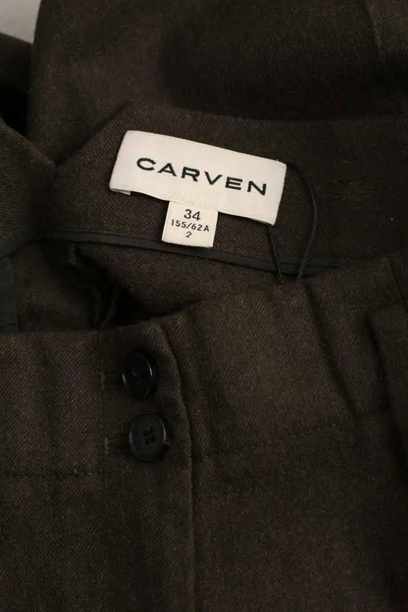Pantalon droit Carven Kaki en Laine