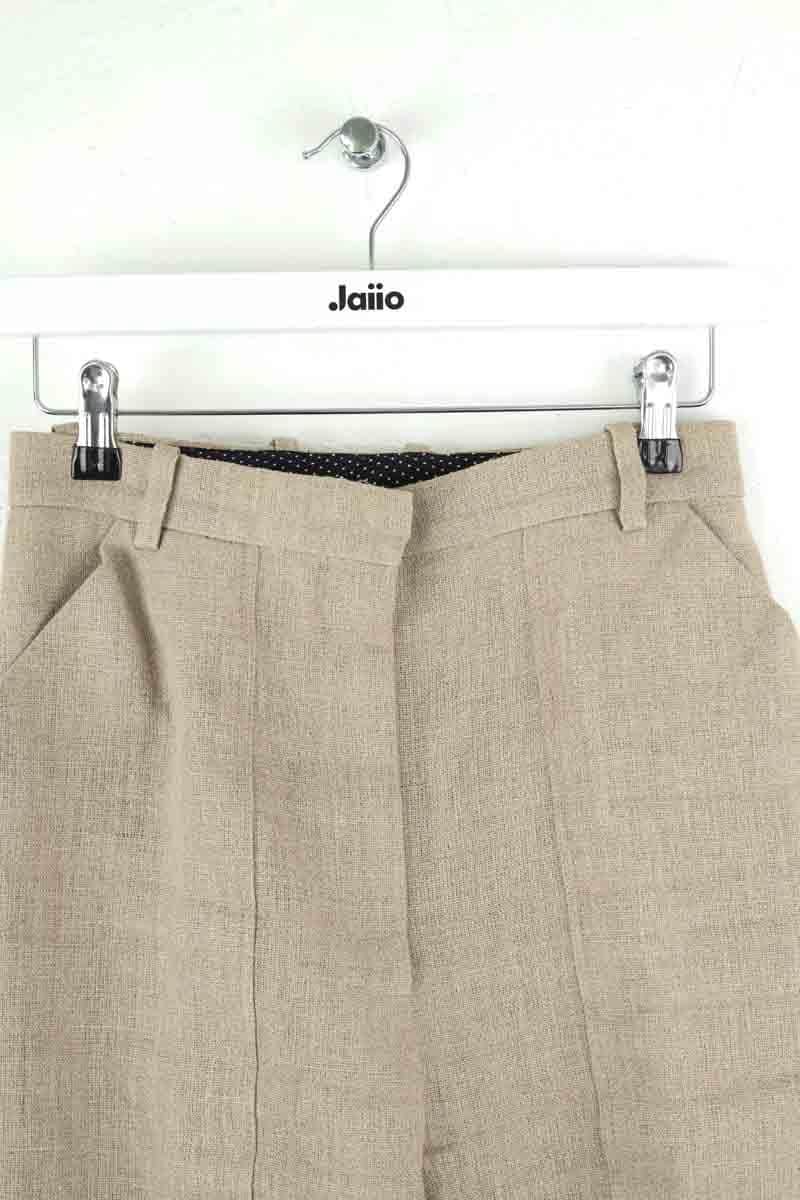Pantalon droit Celine Beige en Lin