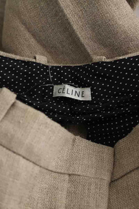 Pantalon droit Celine Beige en Lin