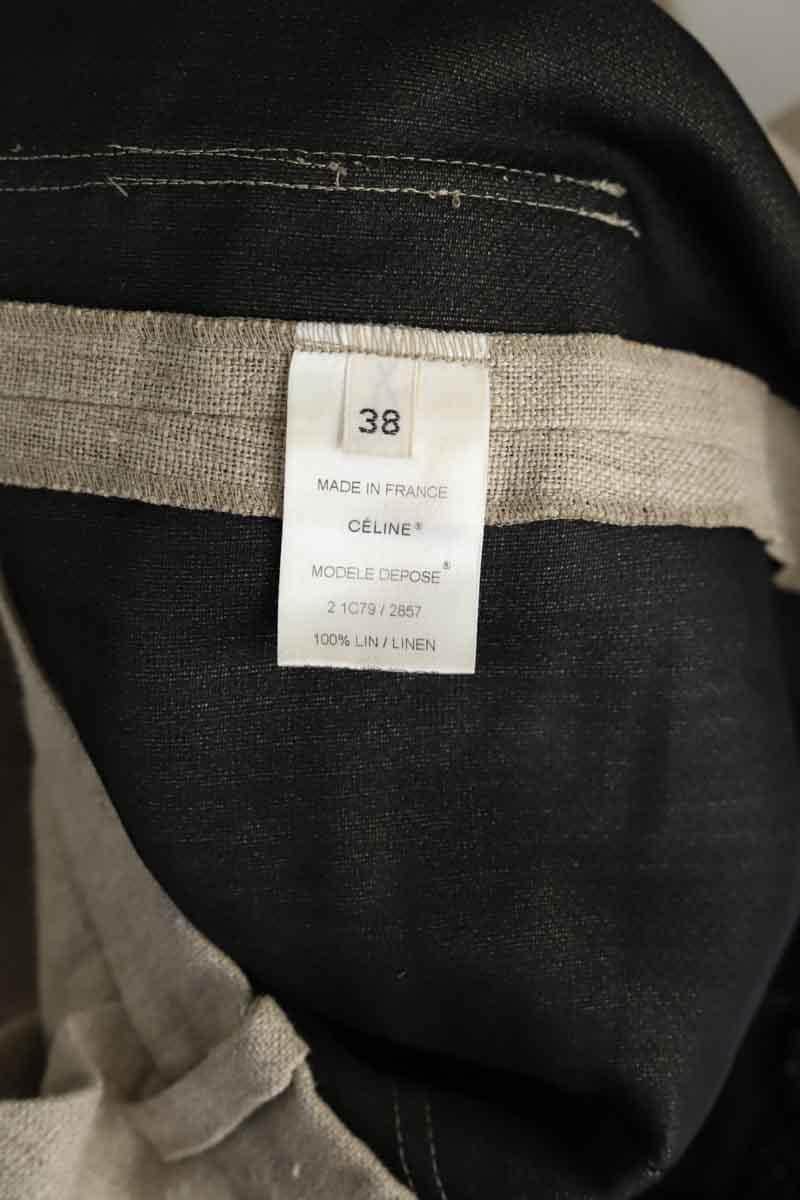 Pantalon droit Celine Beige en Lin
