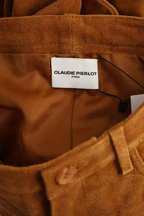 Pantalon droit Claudie Pierlot Clark Camel en Daim