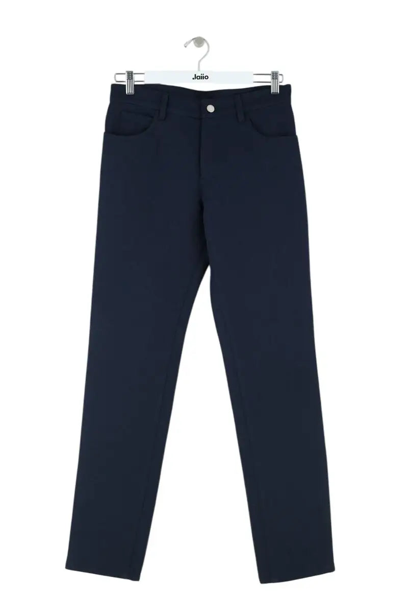 Pantalon droit Courrèges Marine en Synthétique, taille S - Seconde Main