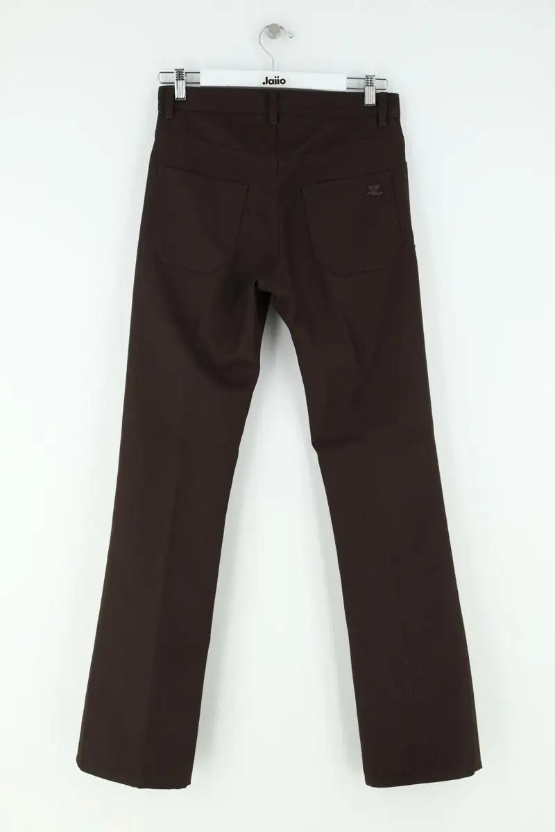 Pantalon droit Courrèges Marron en Synthétique