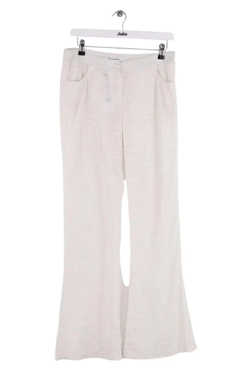 Pantalon droit Dior Blanc en Soie, taille L - Seconde Main