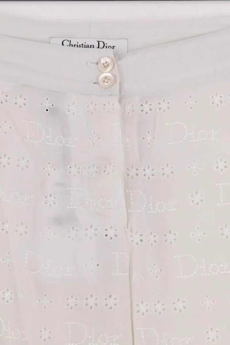 Pantalon droit Dior Blanc en Soie