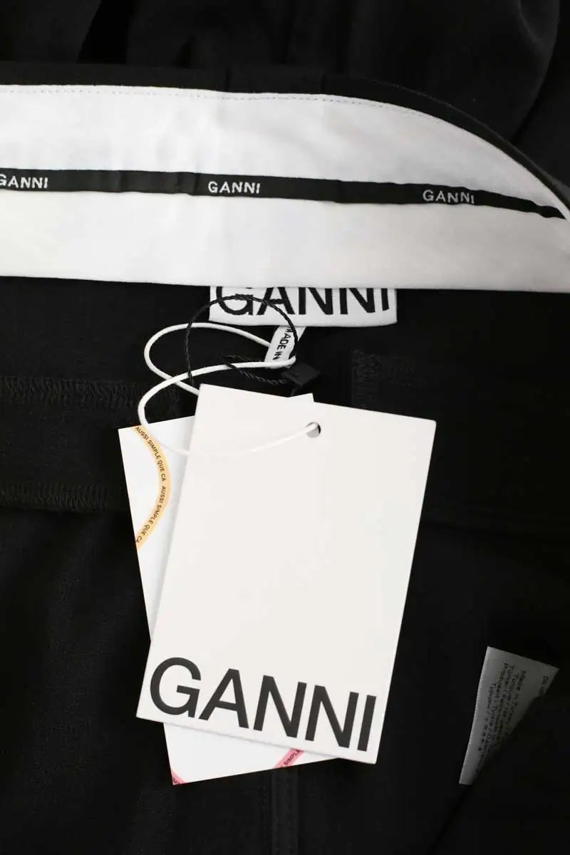 Pantalon droit Ganni Noir en Polyester