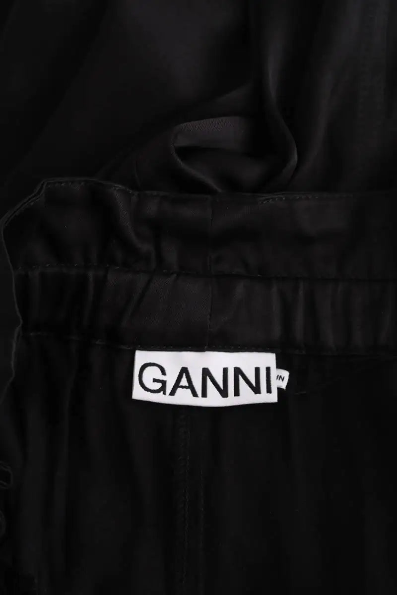 Pantalon droit Ganni Noir en Synthétique