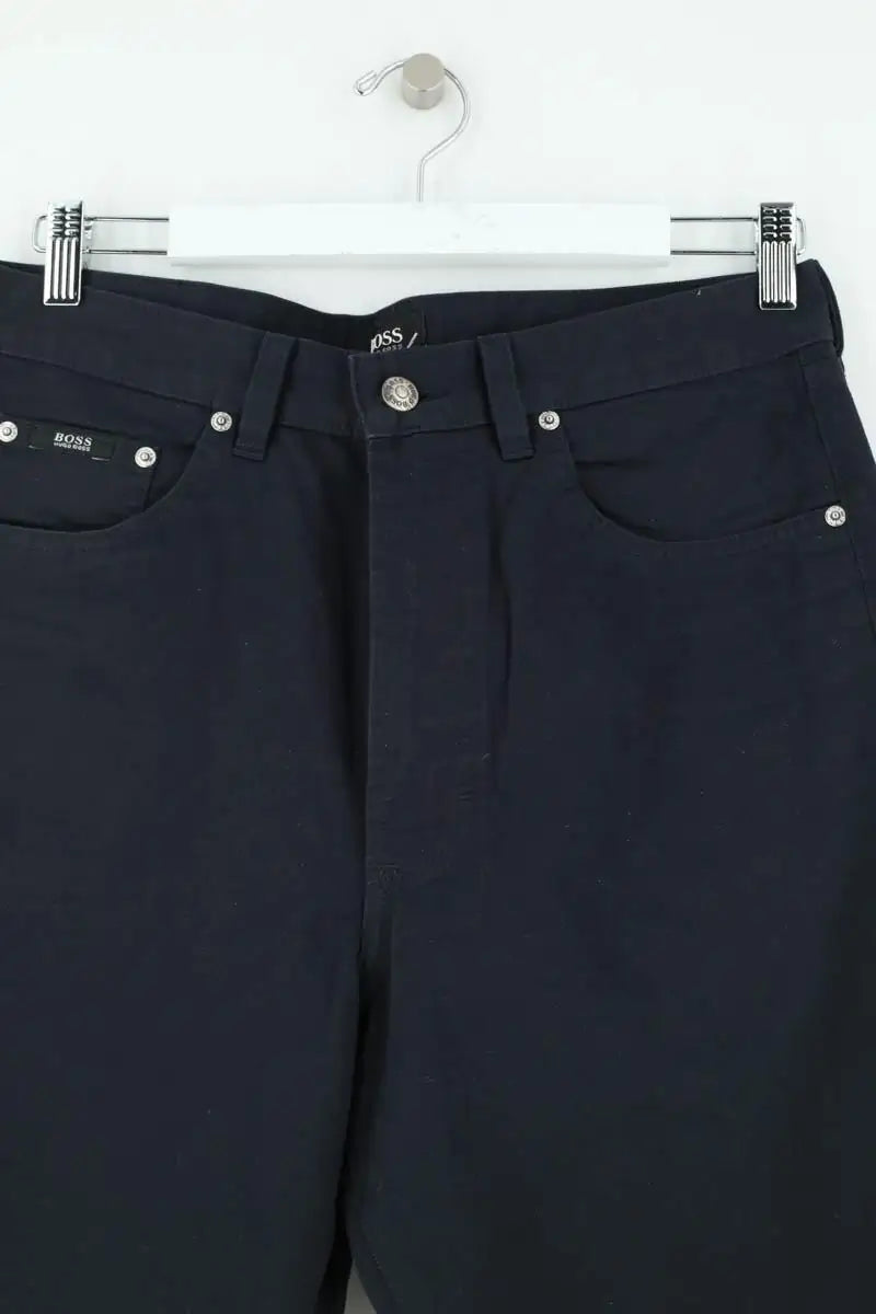 Pantalon droit Hugo Boss Marine en Coton