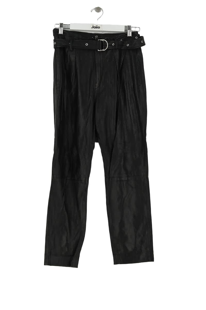 Pantalon droit Iro Noir en Cuir, taille S - Seconde Main