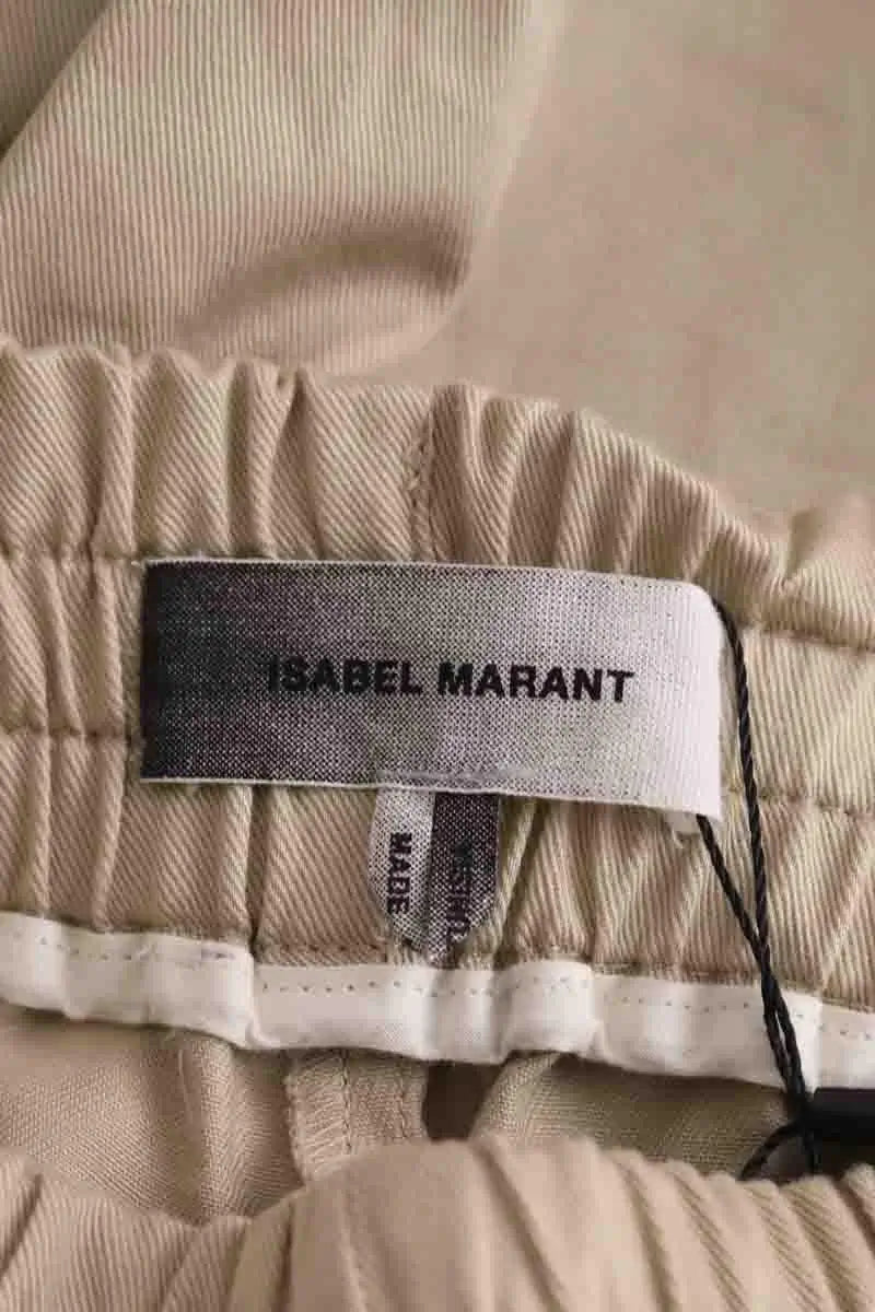 Pantalon droit Isabel Marant Nailo Kaki en Coton