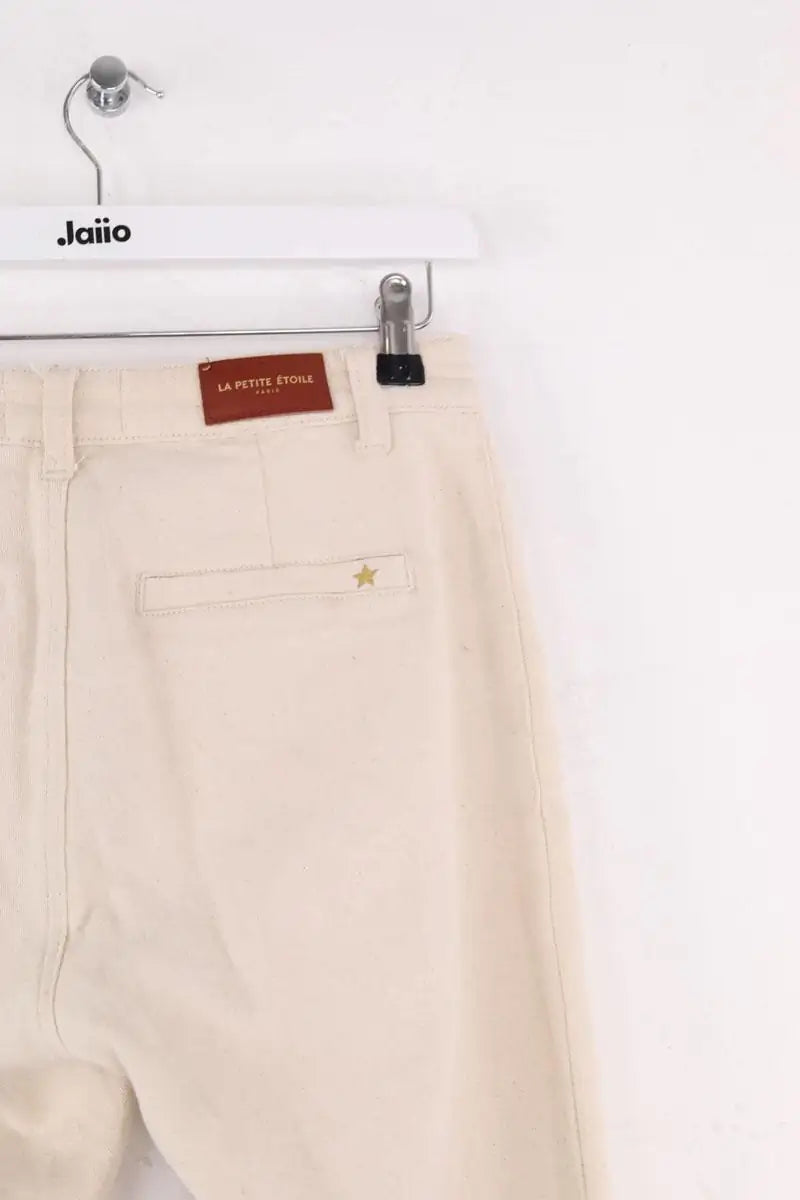 Pantalon droit La Petite Étoile Ecru en Coton