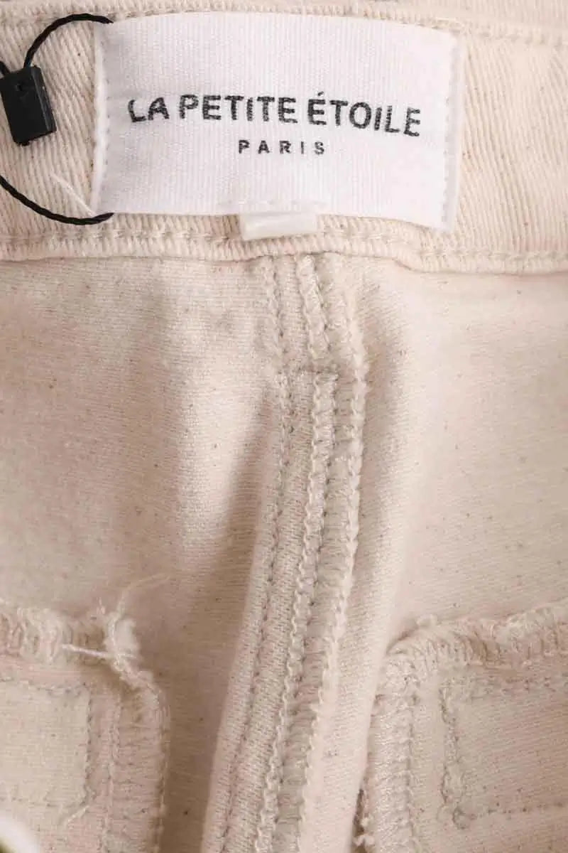 Pantalon droit La Petite Étoile Ecru en Coton