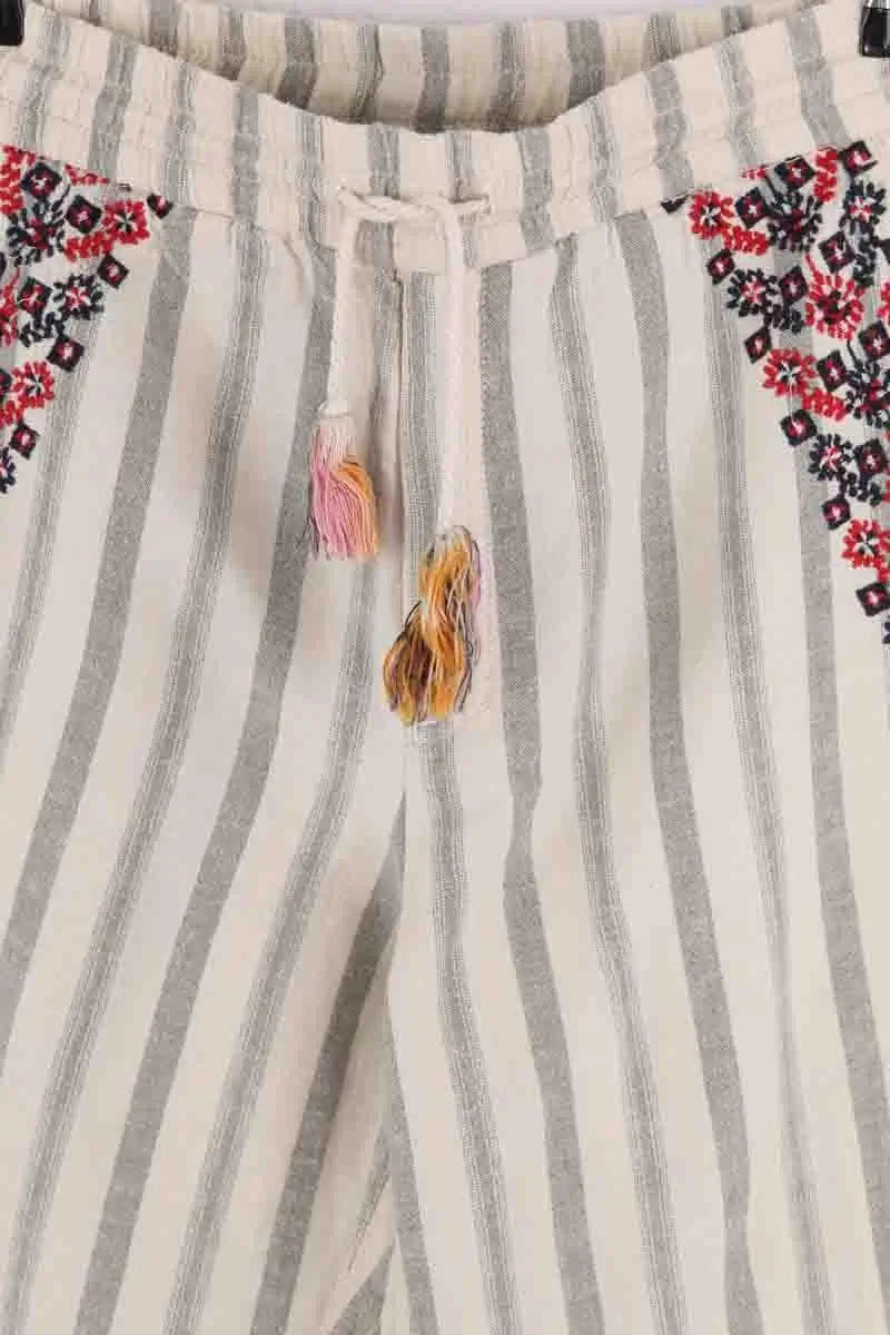 Pantalon droit Leon & Harper Ecru en Coton