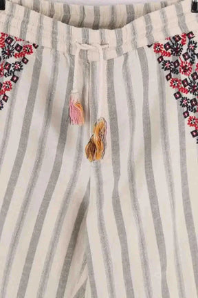 Pantalon droit Leon & Harper Ecru en Coton
