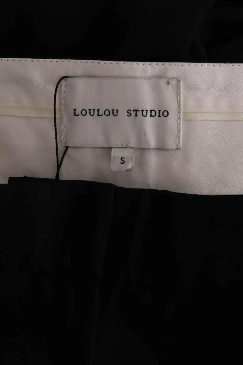 Pantalon droit Loulou Studio Maia Noir en Laine