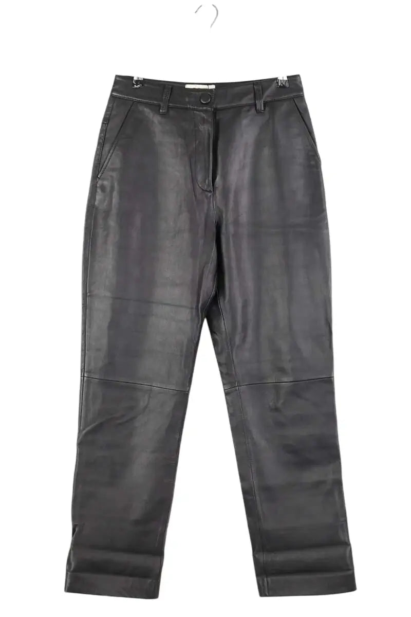 Pantalon droit Maison Standards Noir en Cuir, taille S - Seconde Main
