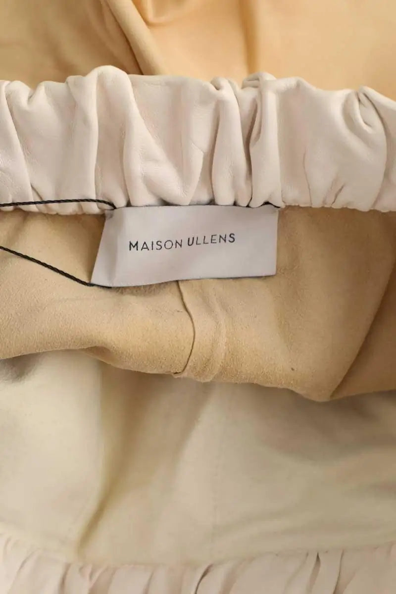Pantalon droit Maison Ullens Beige en Cuir