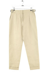 Pantalon droit Maison Ullens Ecru en Cuir, taille S - Seconde Main