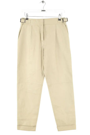 Pantalon droit Maison Ullens Ecru en Cuir, taille S - Seconde Main