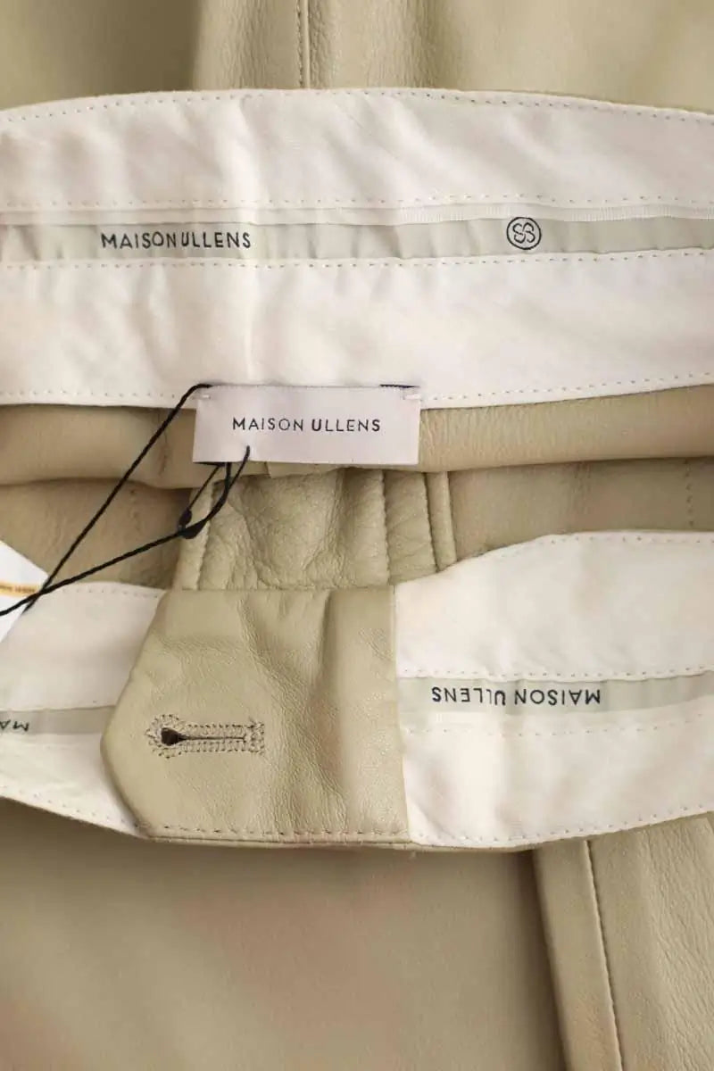 Pantalon droit Maison Ullens Ecru en Cuir