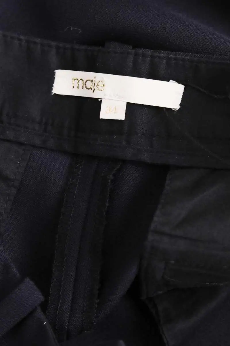 Pantalon droit Maje Erika Noir en Synthétique