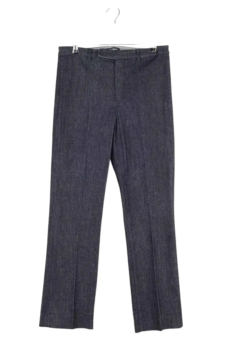 Pantalon droit Max Mara Marine en Coton, taille L - Seconde Main
