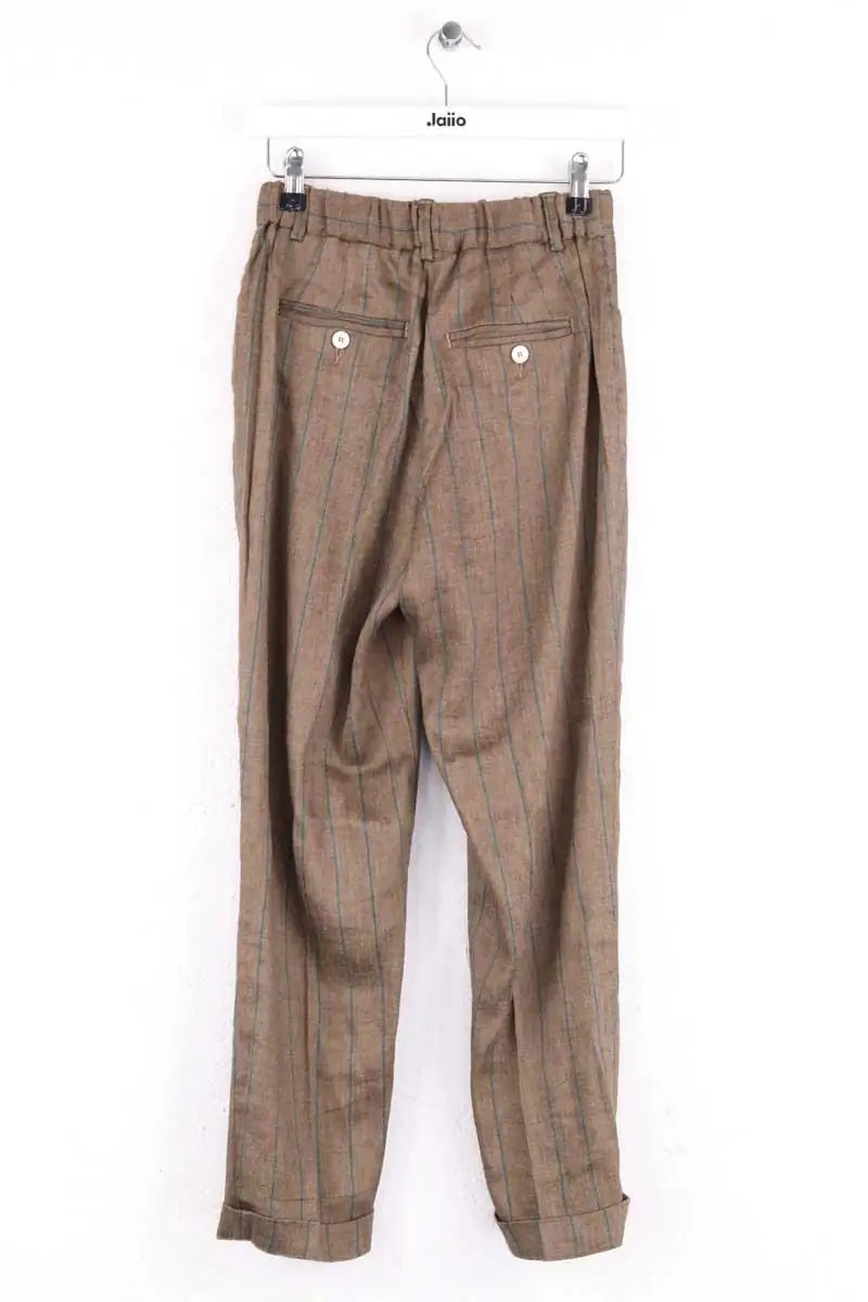 Pantalon droit Momoni Marron en Lin