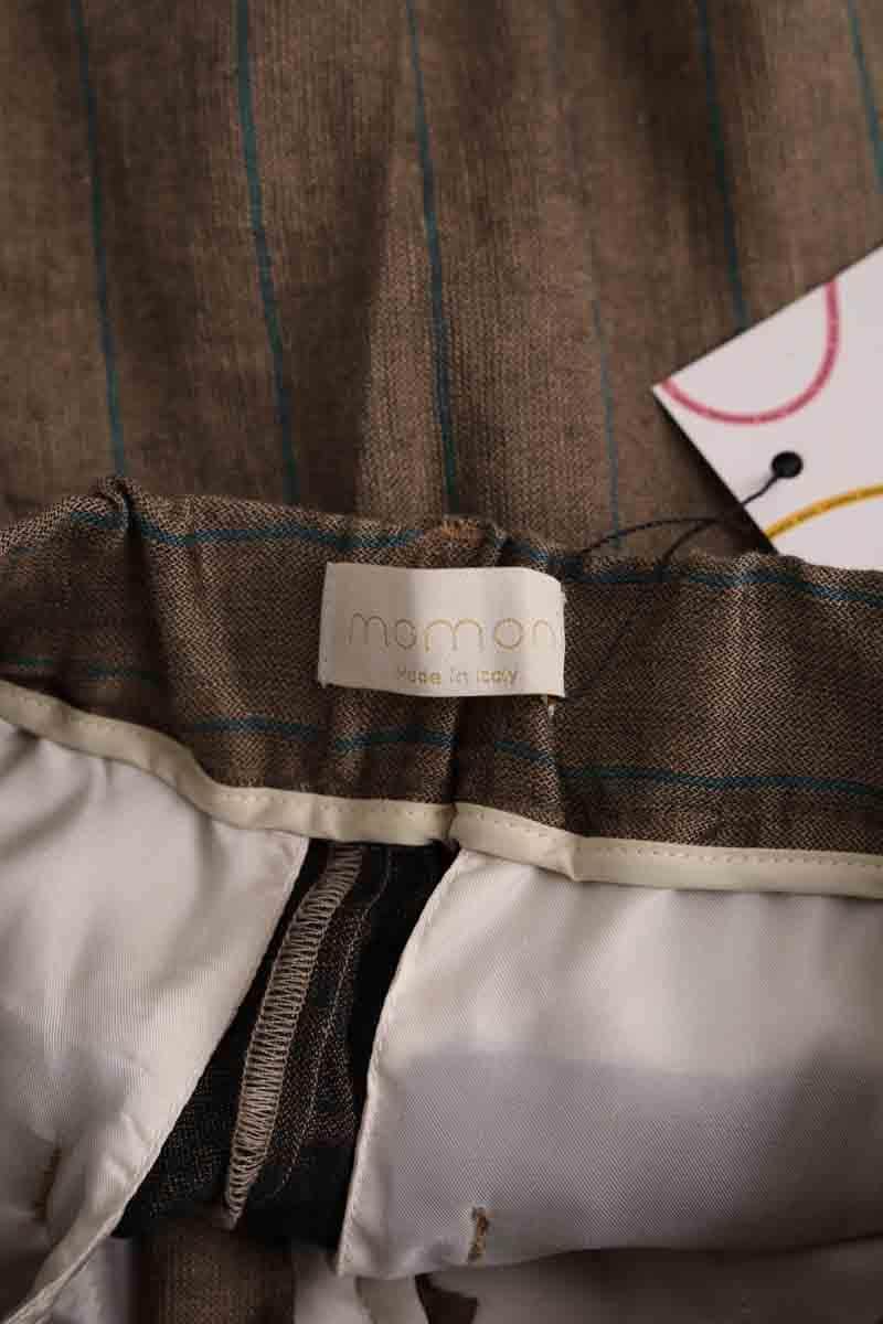 Pantalon droit Momoni Marron en Lin