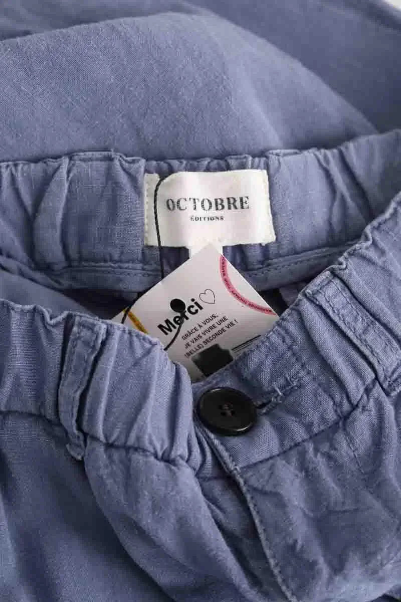 Pantalon droit Octobre Bleu en Lin