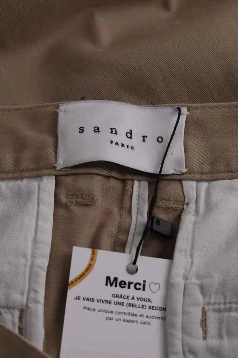 Pantalon droit Sandro Beige en Coton