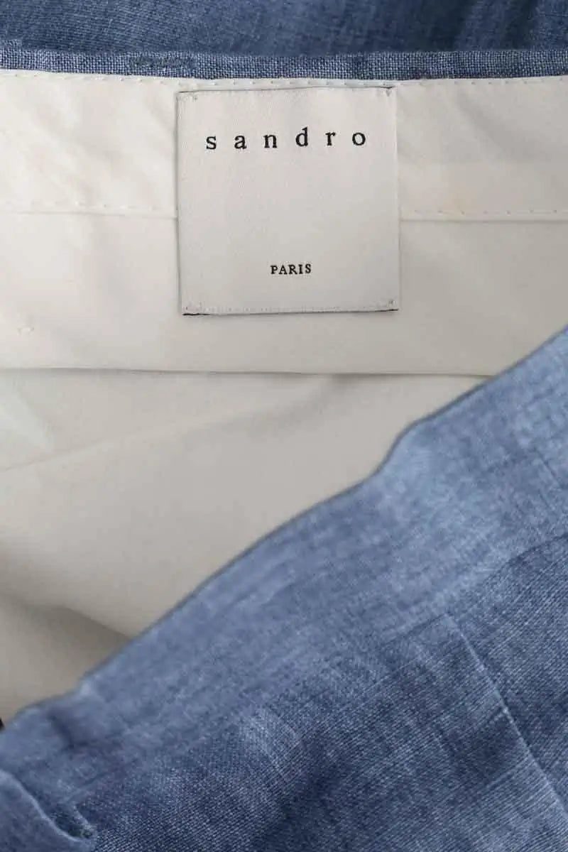 Pantalon droit Sandro Bleu en Lin