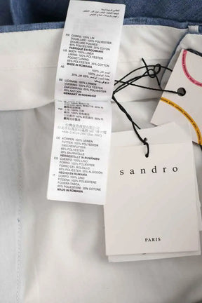 Pantalon droit Sandro Bleu en Lin