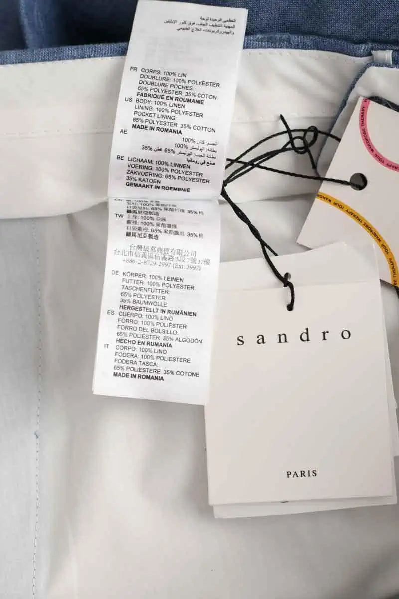 Pantalon droit Sandro Bleu en Lin