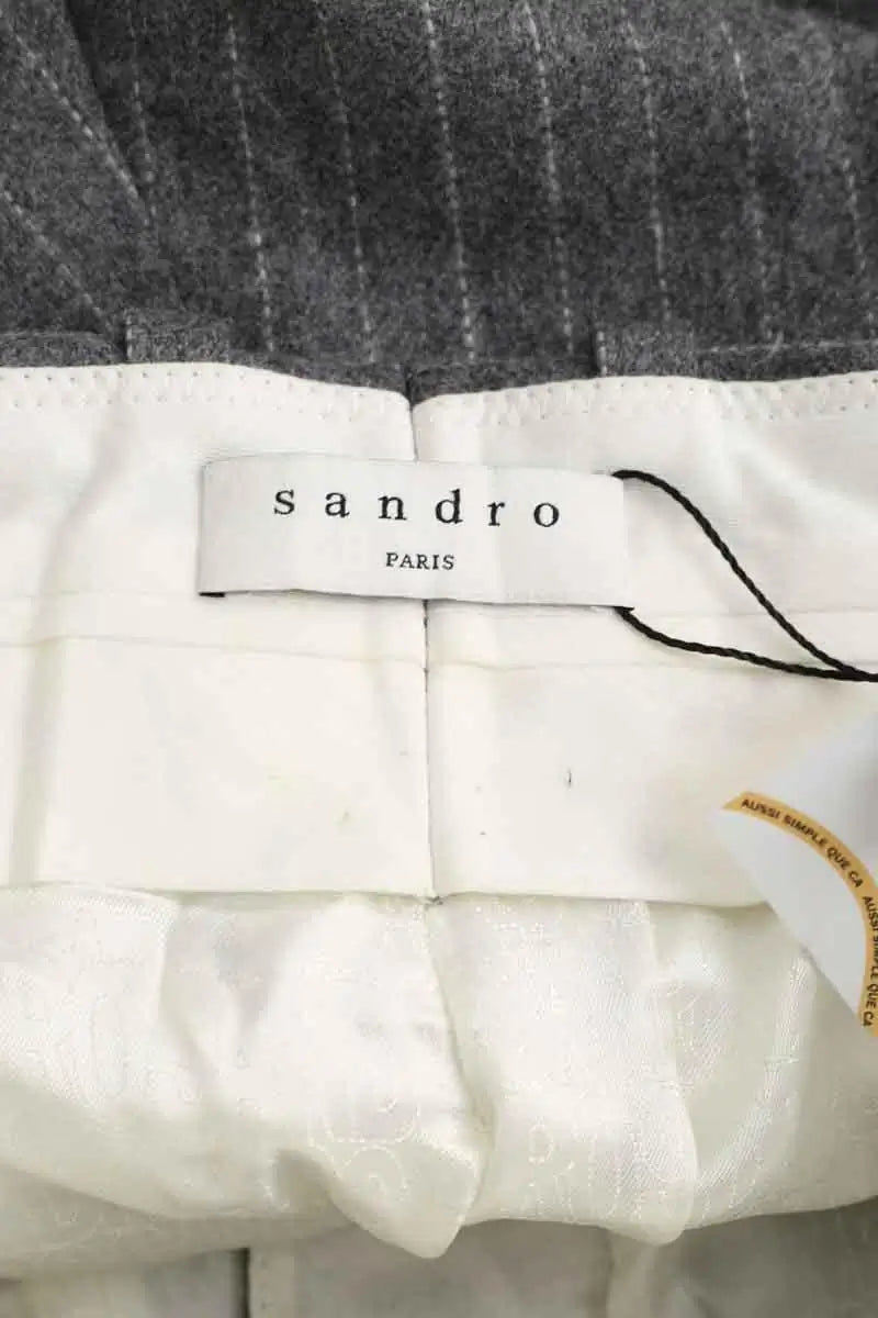 Pantalon droit Sandro Gris en Coton
