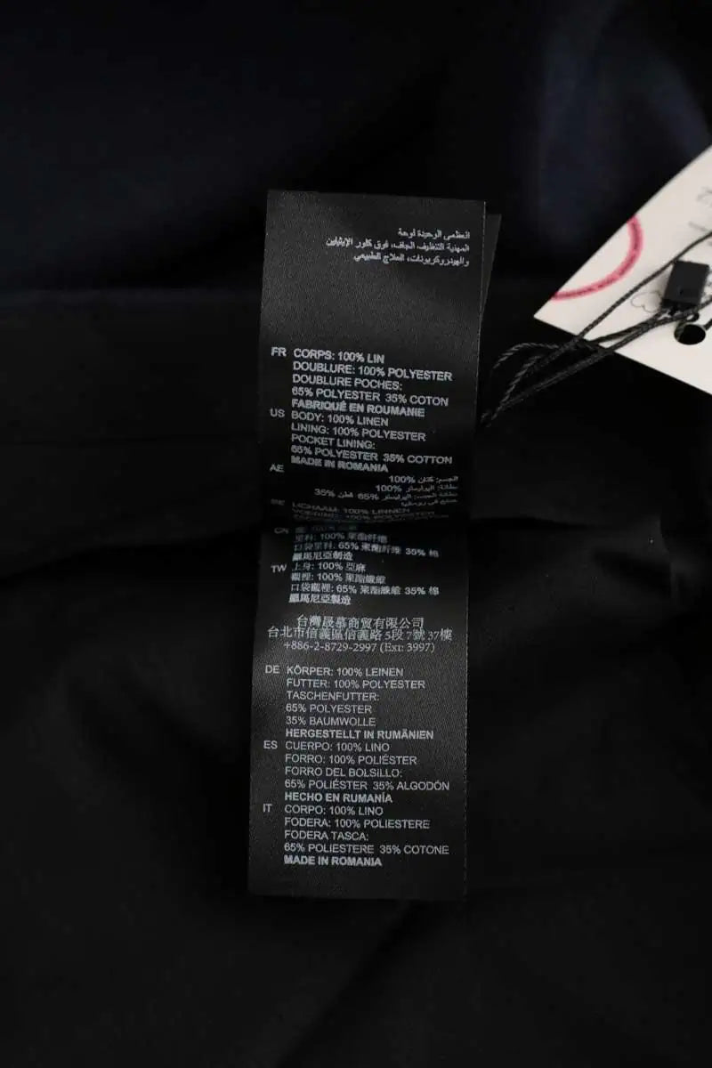 Pantalon droit Sandro Marine en Lin