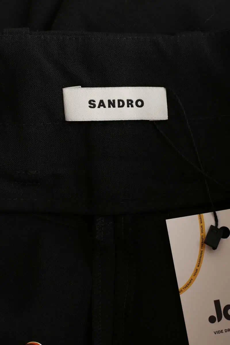 Pantalon droit Sandro Noir en Laine