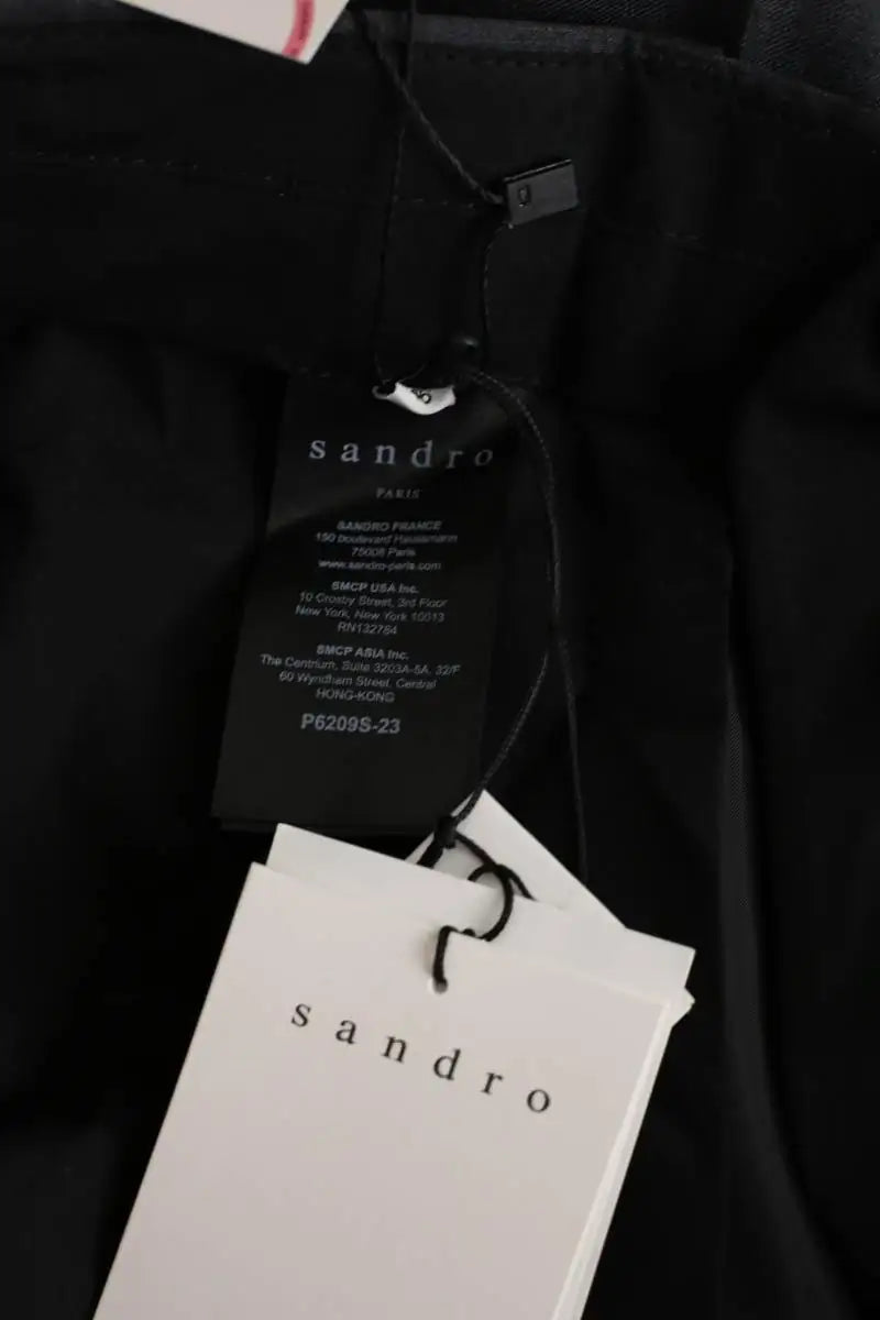 Pantalon droit Sandro Noir en Laine