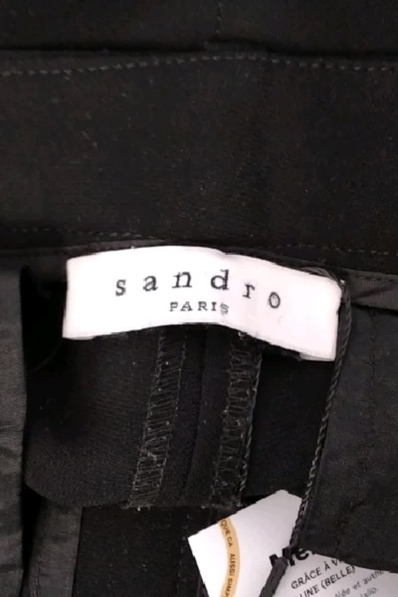 Pantalon droit Sandro Noir en Polyester