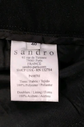 Pantalon droit Sandro Noir en Polyester
