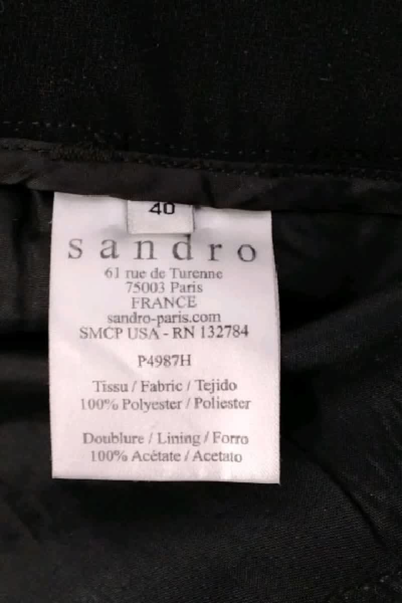 Pantalon droit Sandro Noir en Polyester