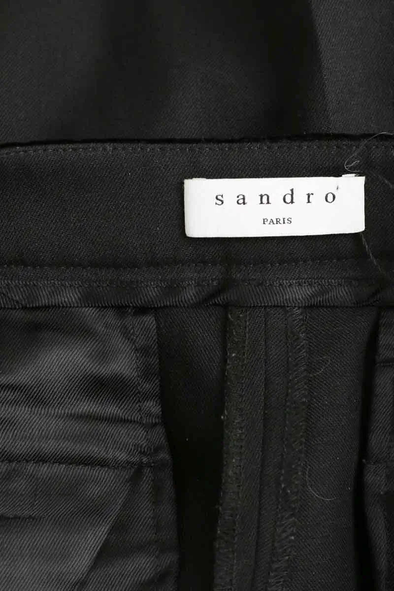 Pantalon droit Sandro Noir en Polyester