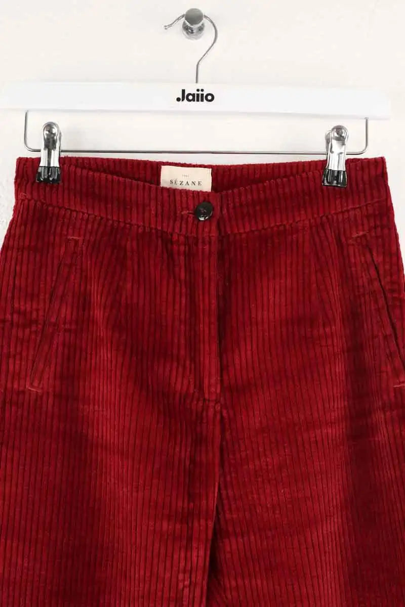 Pantalon droit Sézane Bordeaux en Coton