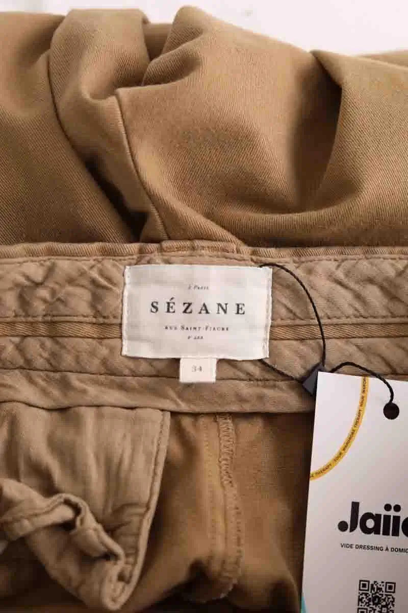 Pantalon droit Sézane Camel en Coton