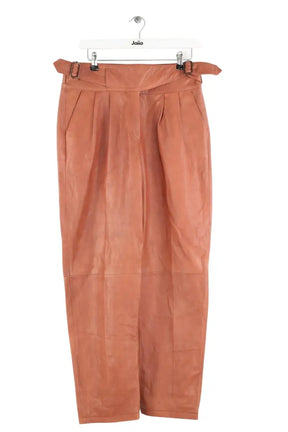 Pantalon droit Sézane Camel en Cuir, taille L - Seconde Main
