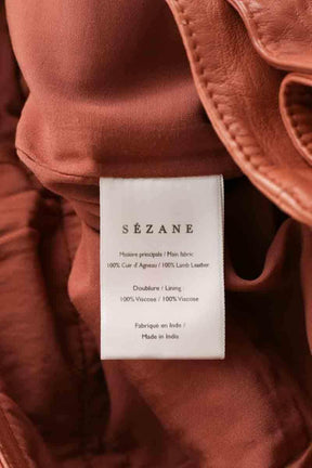 Pantalon droit Sézane Camel en Cuir